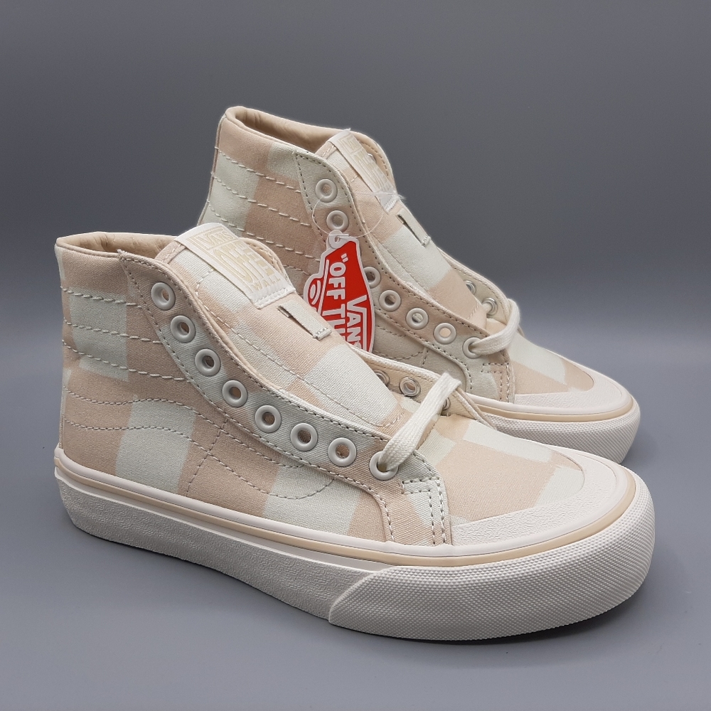 NEW Vans Sk8-Hi Top 138 Decon Big Check Macadamia Checkerboard Women's Size 5.5